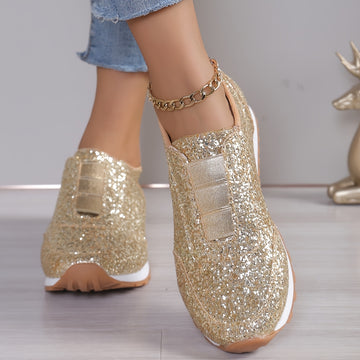 Baskets Femme Glitter Doré GOOD FEET – Confort & Glamour à Enfiler ✨👟 - GOOD FEET