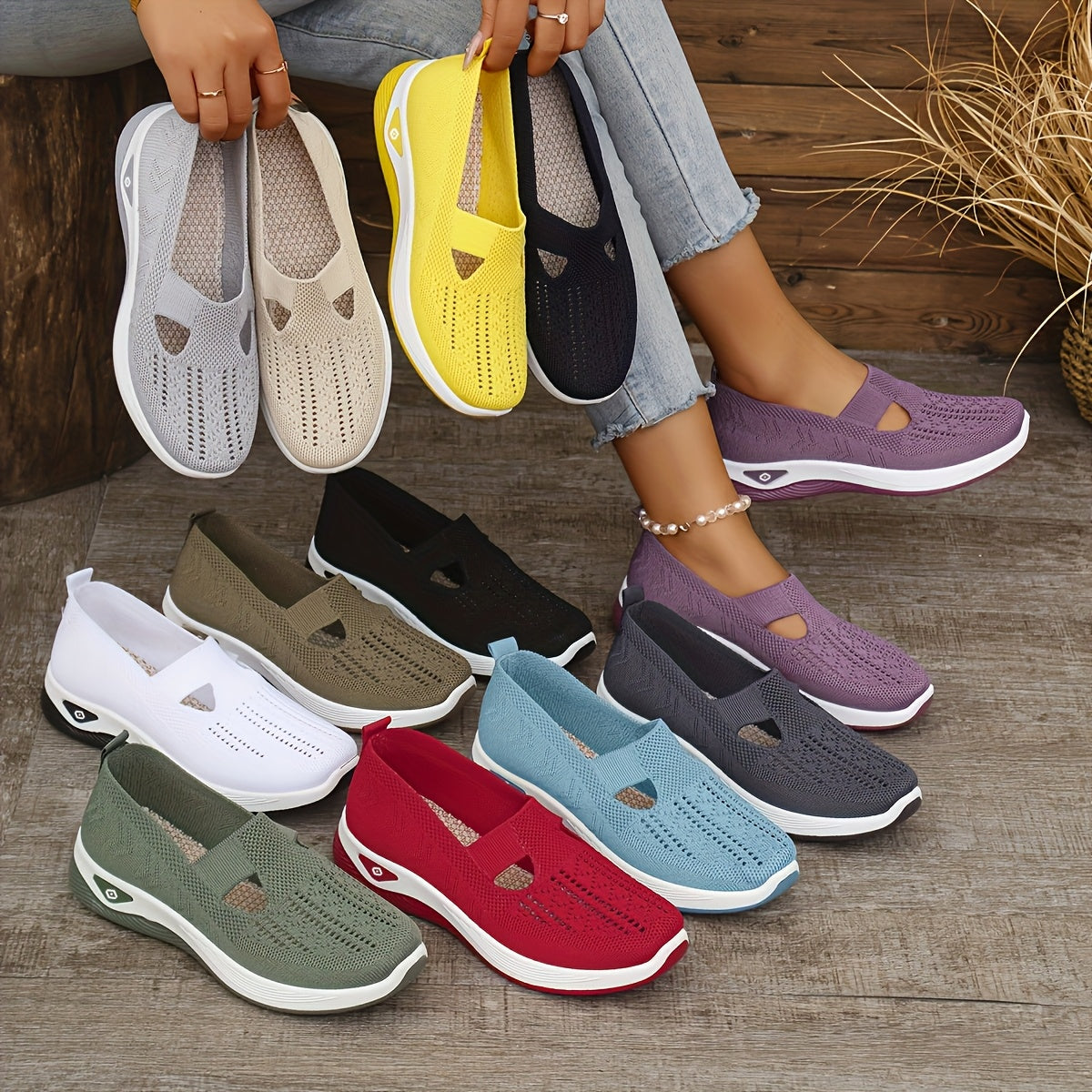 Baskets d'été respirantes slip-on–blanc, confort chic 50+ 👟☀️ GOOD FEET