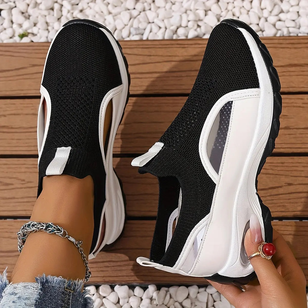 Baskets Légères & Respirantes–stabilité EVA noir & blanc (50+) GOOD FEET
