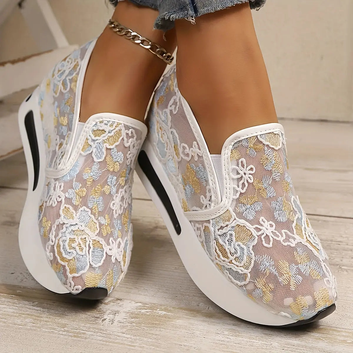 🌸 Baskets Wedge Élévées à Fleurs–Confort & Élégance au Quotidien GOOD FEET