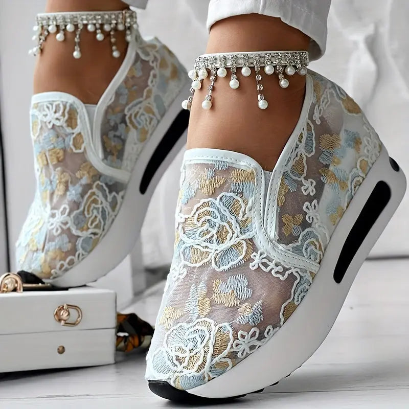 Baskets Slip-On Brodées Colorées GOOD FEET–Confort & Style Quotidien 👟🌸 GOOD FEET