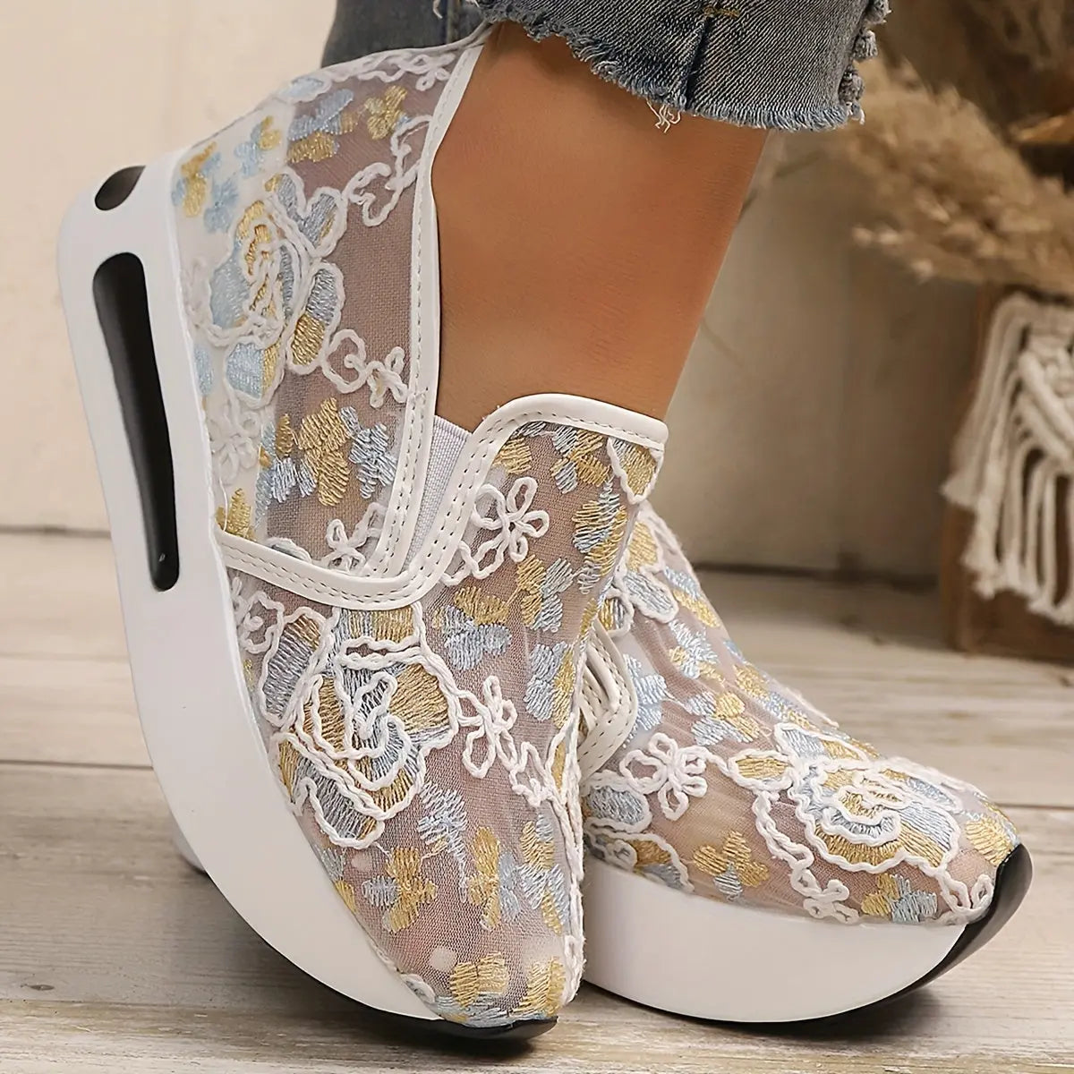 🌸 Baskets Wedge Élévées à Fleurs–Confort & Élégance au Quotidien GOOD FEET