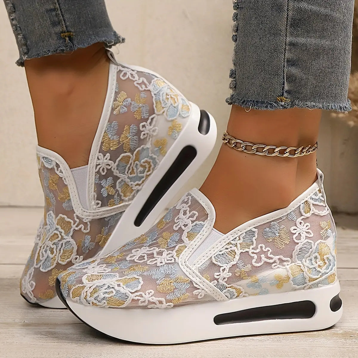 🌸 Baskets Wedge Élévées à Fleurs–Confort & Élégance au Quotidien GOOD FEET