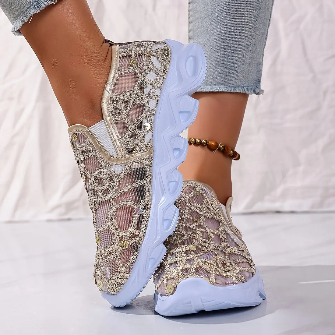 Baskets à Mailles Scintillantes–Confort Maximal & Style Glamour | GOOD FEET GOOD FEET
