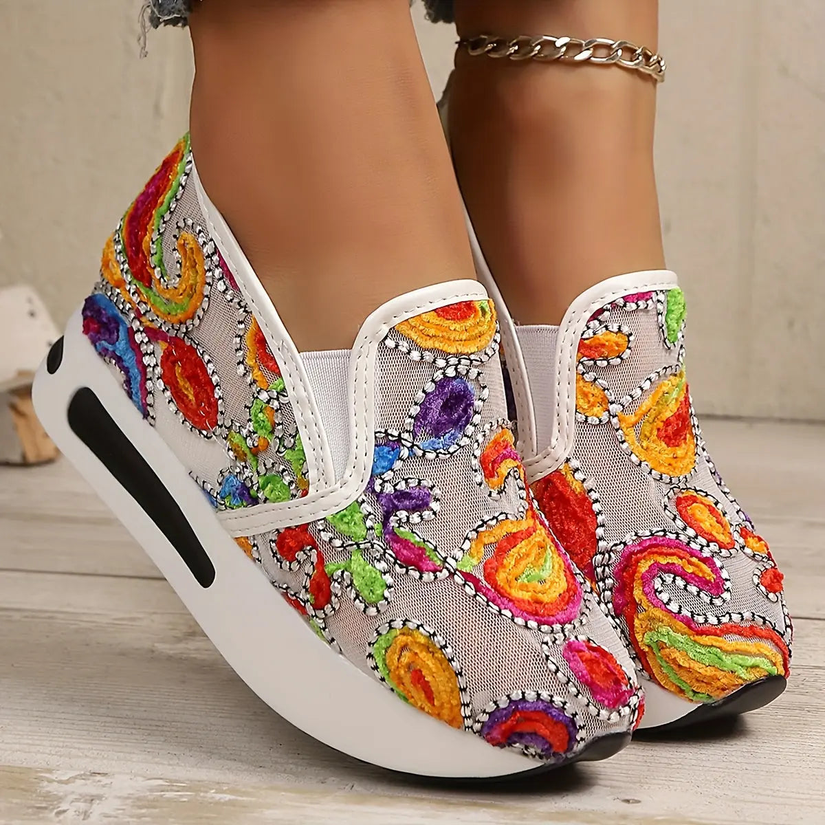 🌸 Baskets Wedge Élévées à Fleurs–Confort & Élégance au Quotidien GOOD FEET