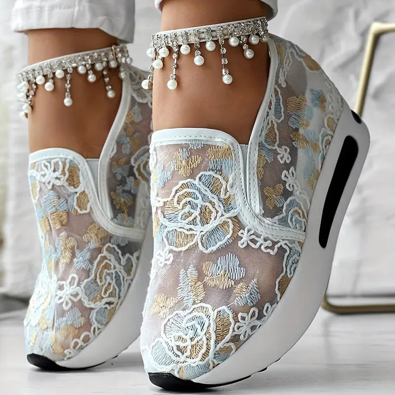 Baskets Slip-On Brodées Colorées GOOD FEET–Confort & Style Quotidien 👟🌸 GOOD FEET