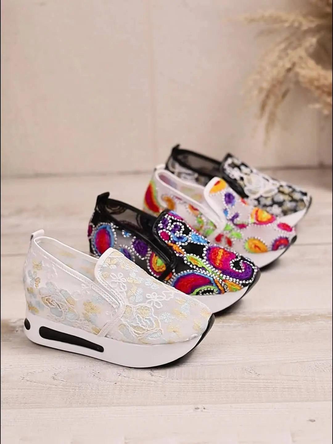 🌸 Baskets Wedge Élévées à Fleurs–Confort & Élégance au Quotidien GOOD FEET