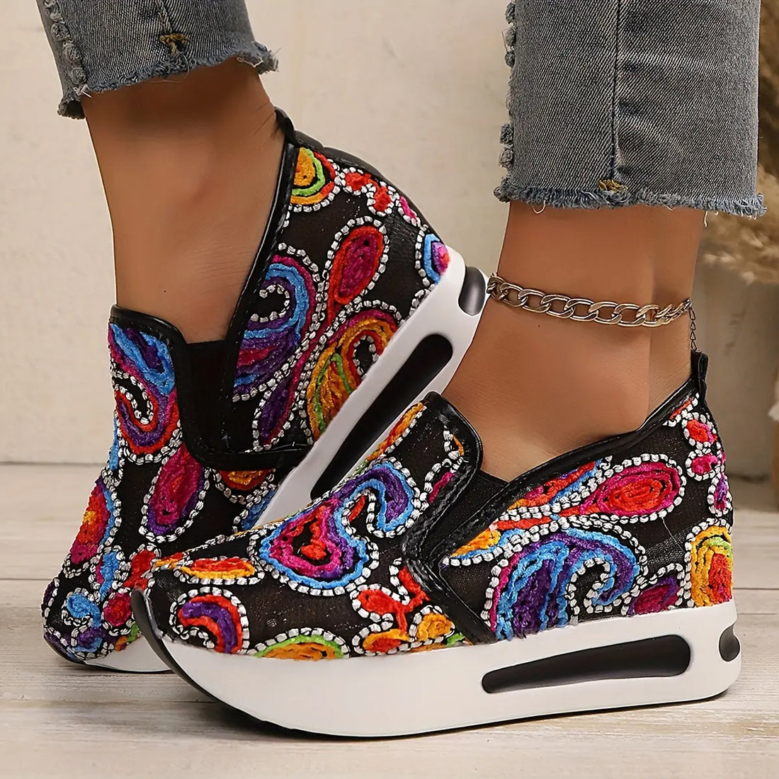 🌸 Baskets Wedge Élévées à Fleurs–Confort & Élégance au Quotidien GOOD FEET