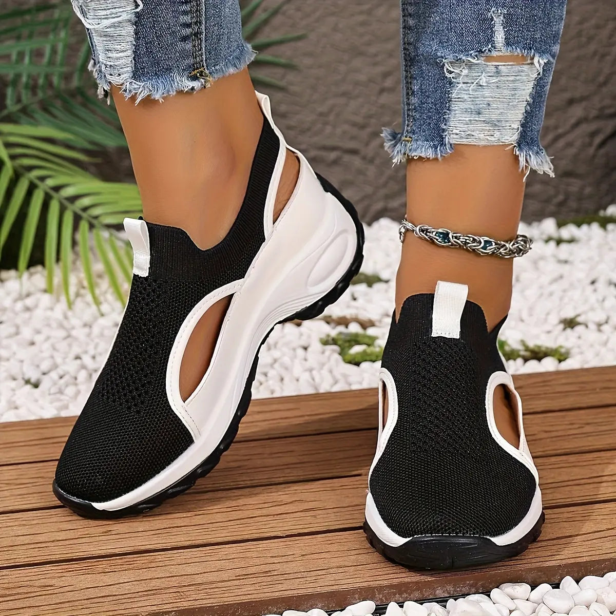 Baskets Légères & Respirantes–stabilité EVA noir & blanc (50+) GOOD FEET