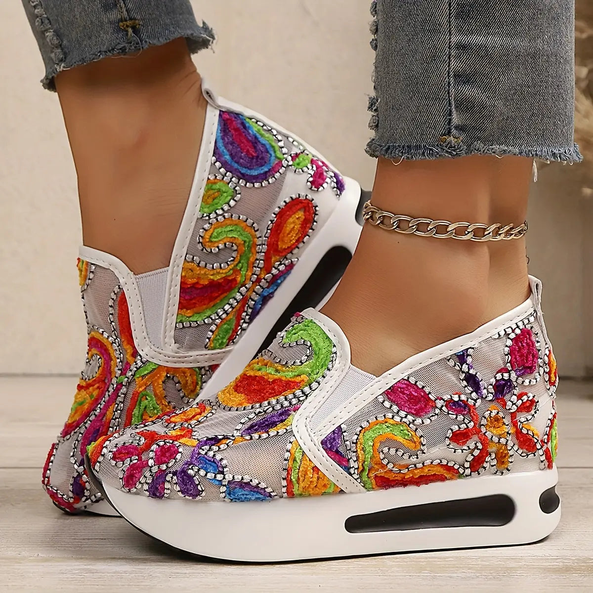 🌸 Baskets Wedge Élévées à Fleurs–Confort & Élégance au Quotidien GOOD FEET