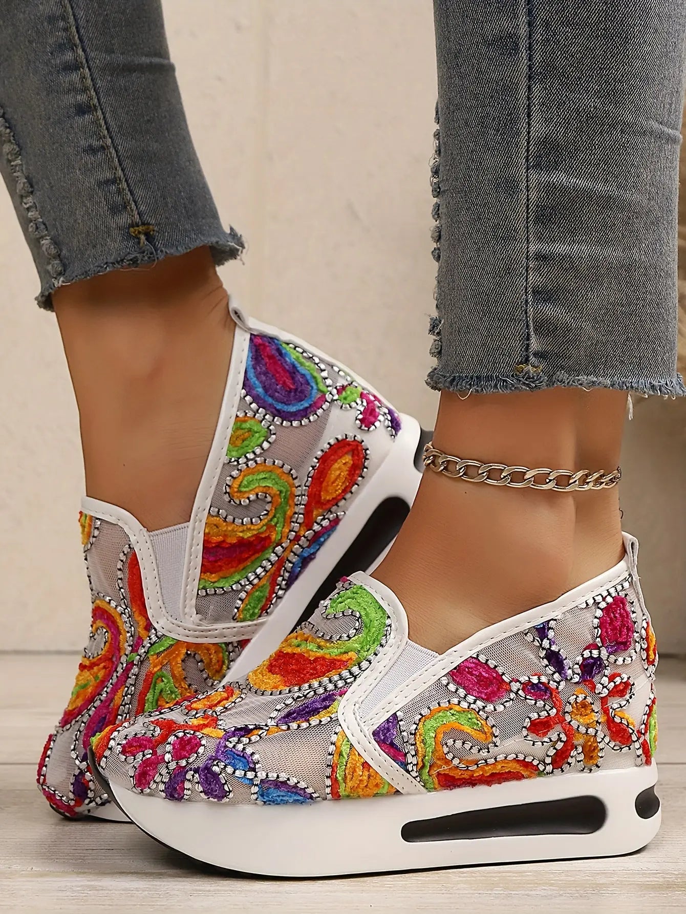 🌸 Baskets Wedge Élévées à Fleurs–Confort & Élégance au Quotidien GOOD FEET