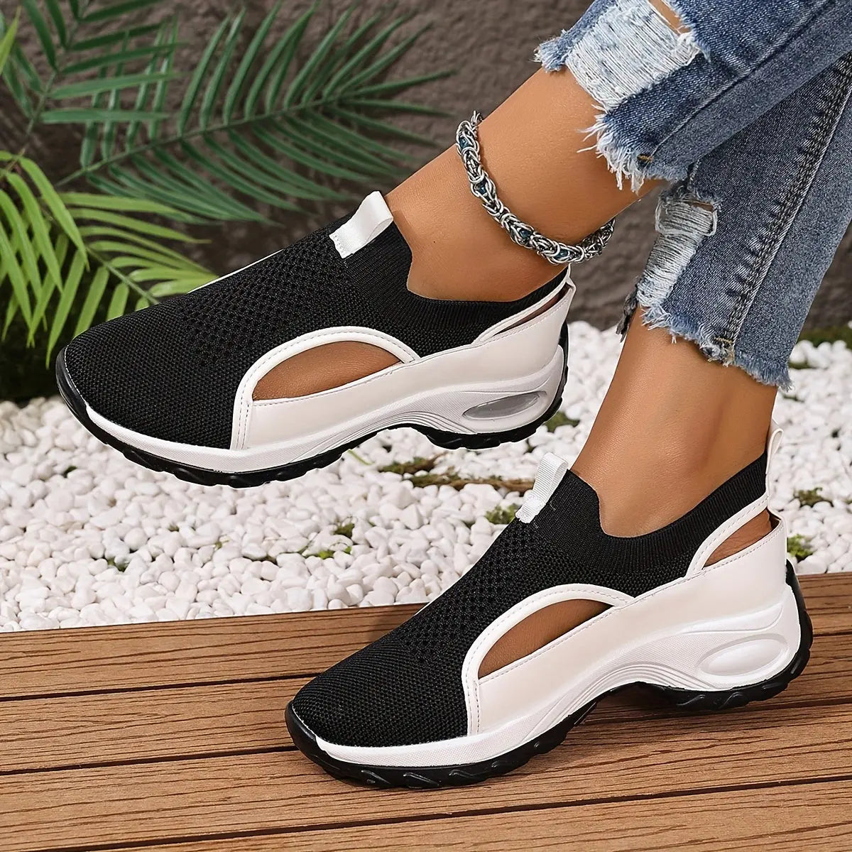 Baskets Légères & Respirantes–stabilité EVA noir & blanc (50+) GOOD FEET