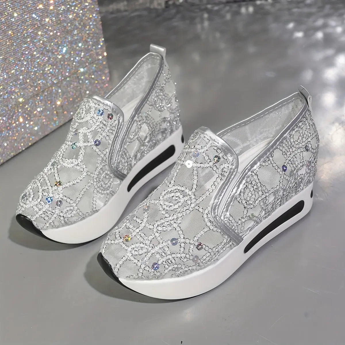 Baskets Décontractées à Sequins Dorés–Confort Maximal pour Femmes | GOOD FEET GOOD FEET