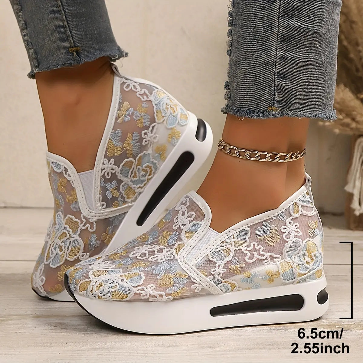 🌸 Baskets Wedge Élévées à Fleurs–Confort & Élégance au Quotidien GOOD FEET