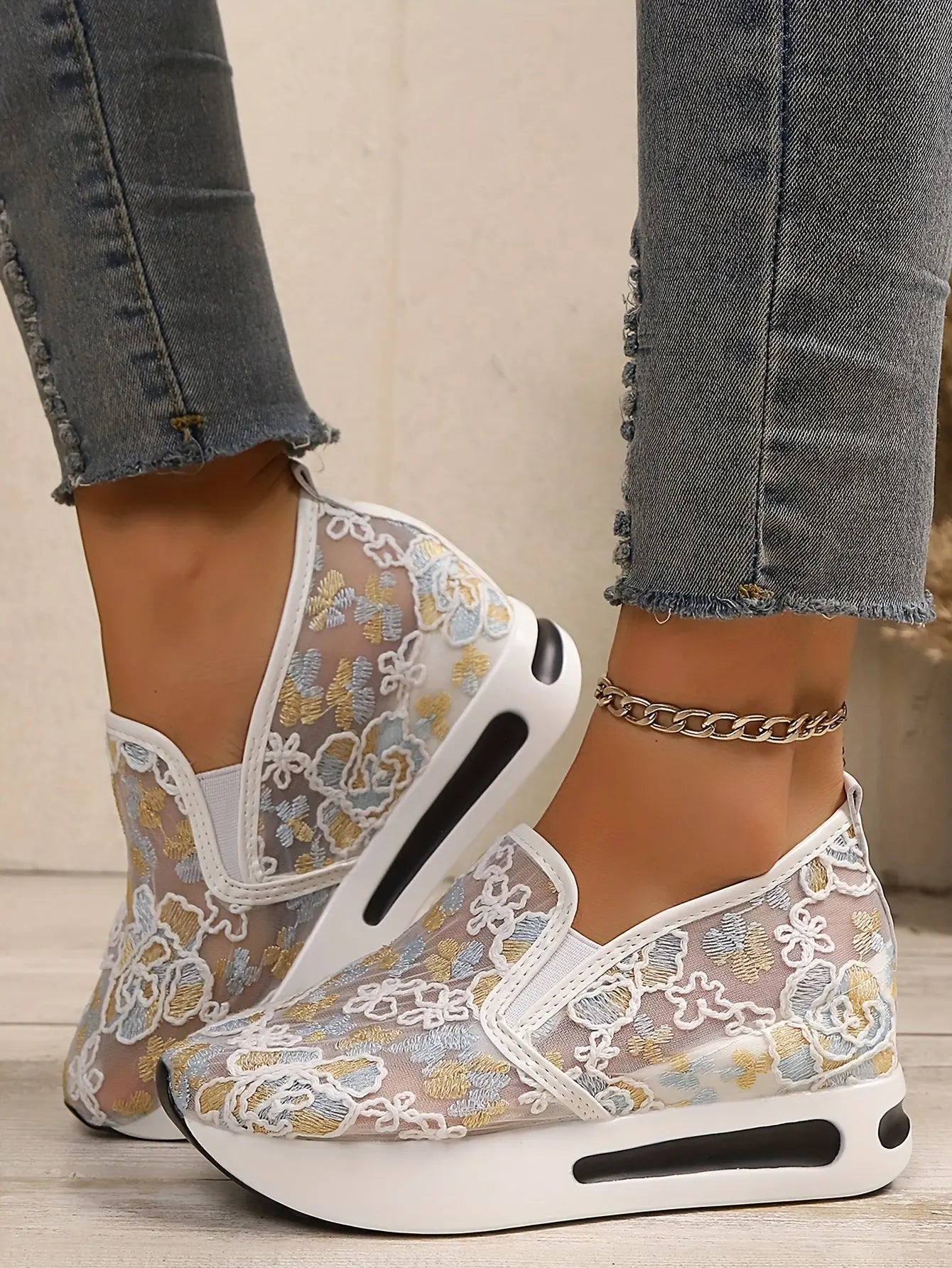 🌸 Baskets Wedge Élévées à Fleurs–Confort & Élégance au Quotidien GOOD FEET