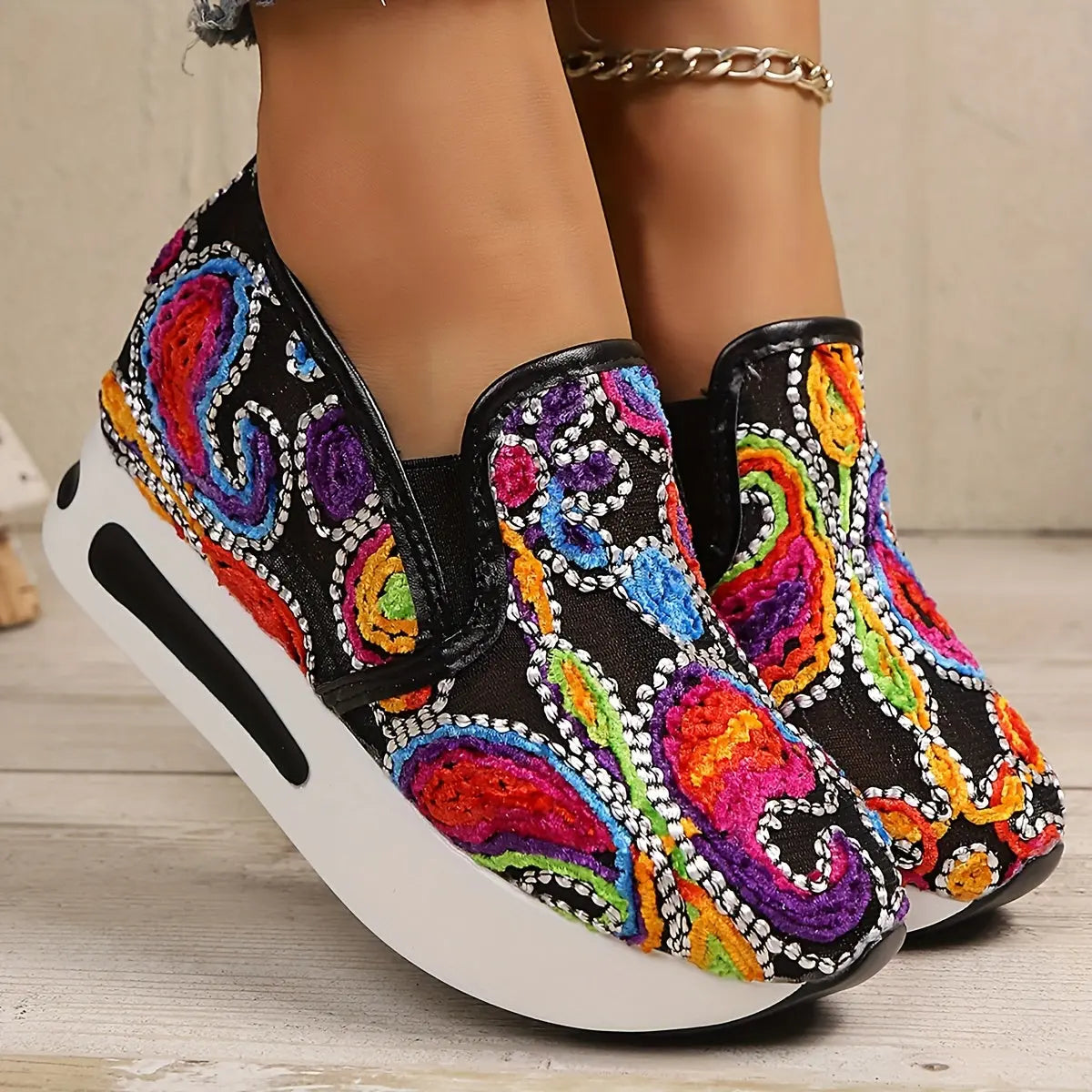 🌸 Baskets Wedge Élévées à Fleurs–Confort & Élégance au Quotidien GOOD FEET