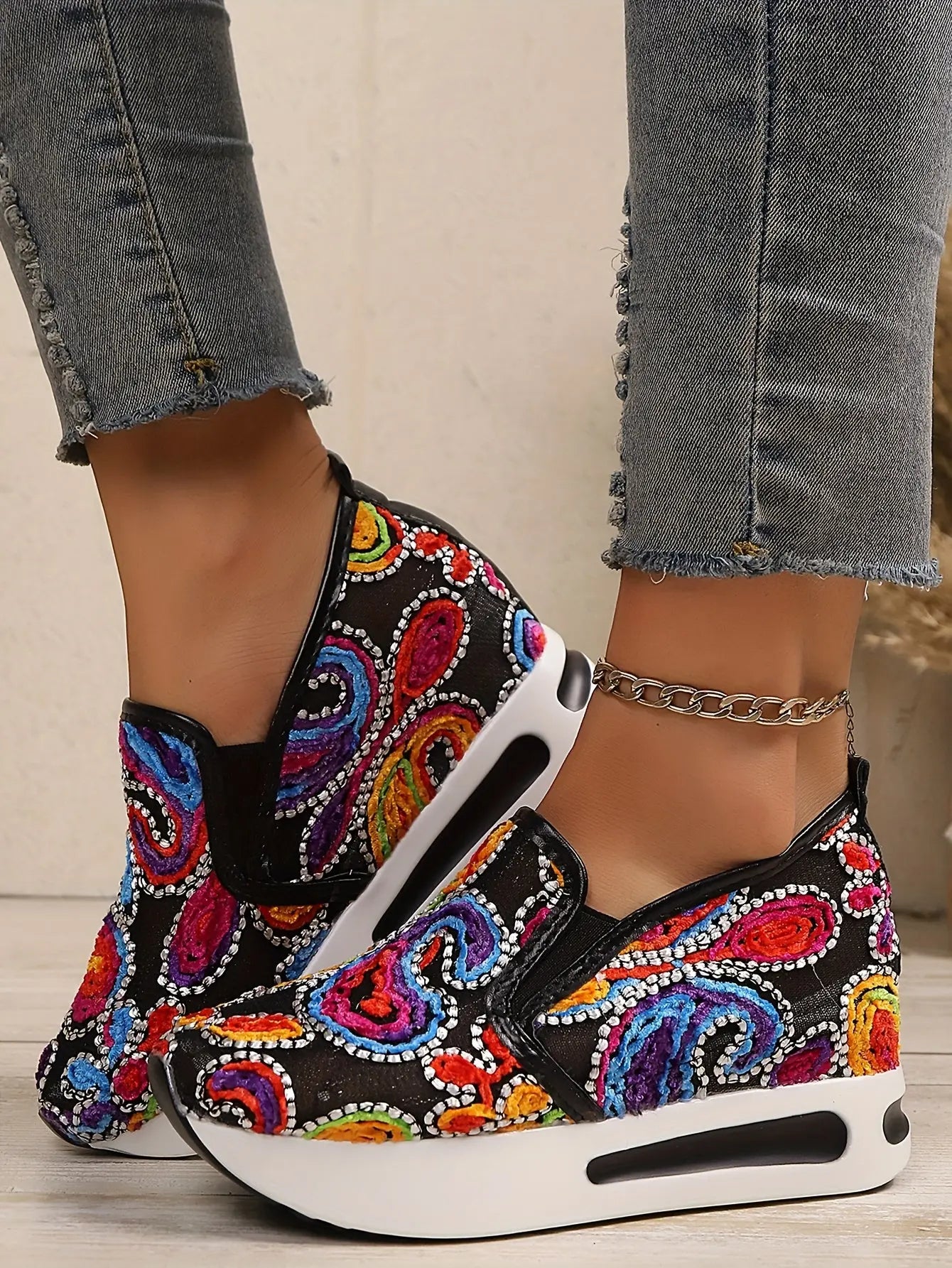 🌸 Baskets Wedge Élévées à Fleurs–Confort & Élégance au Quotidien GOOD FEET